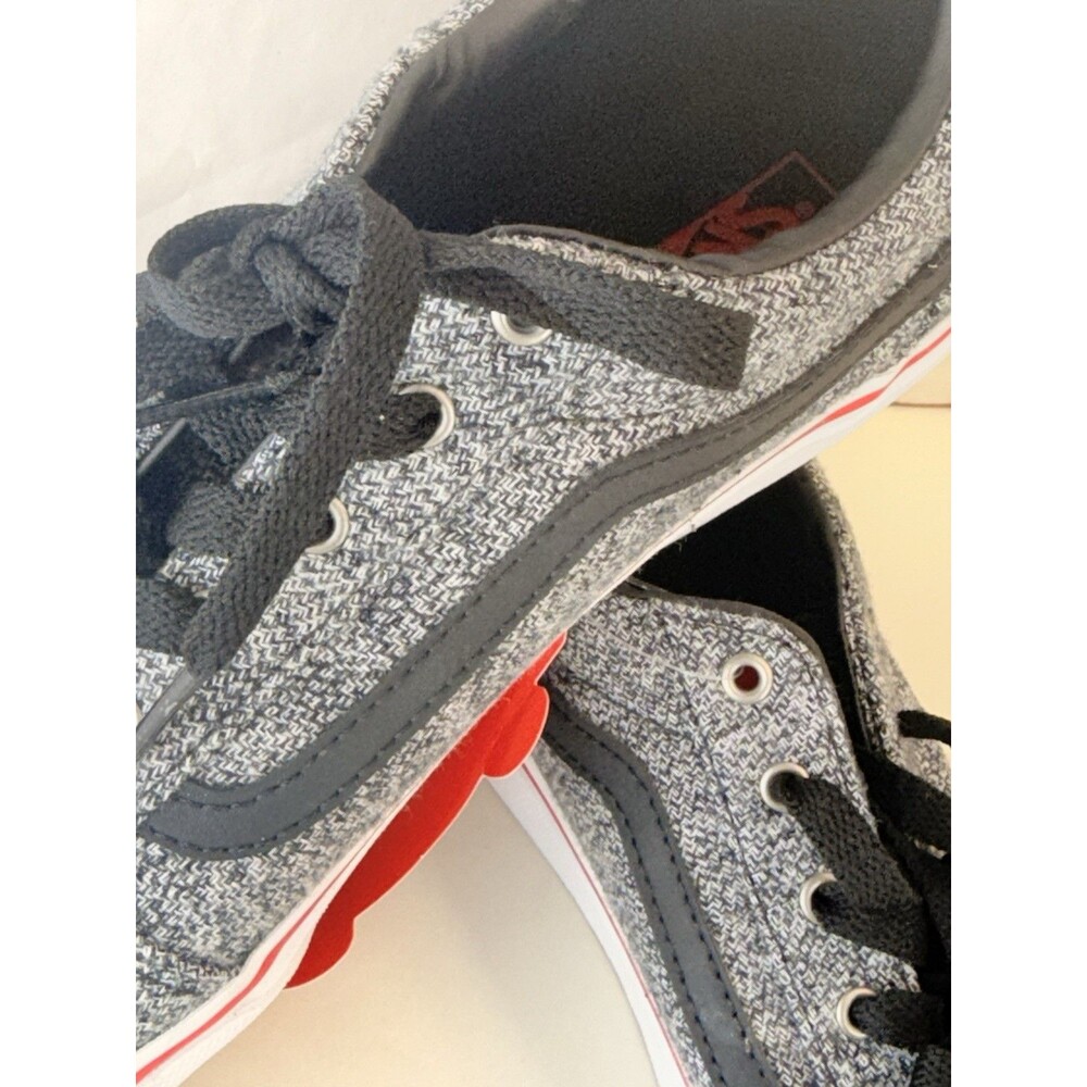 Vans Unisex Old Skool Youth 7 Sneakers Lace Up Low Shoes Grey Black Red - Picture 15 of 16